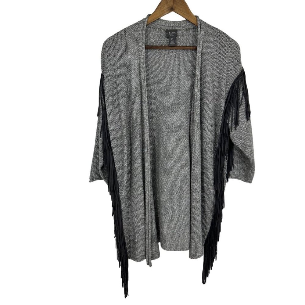 Chico's Travelers Collection Long Sleeve Open Front Fringe Cardigan Size 0 US S